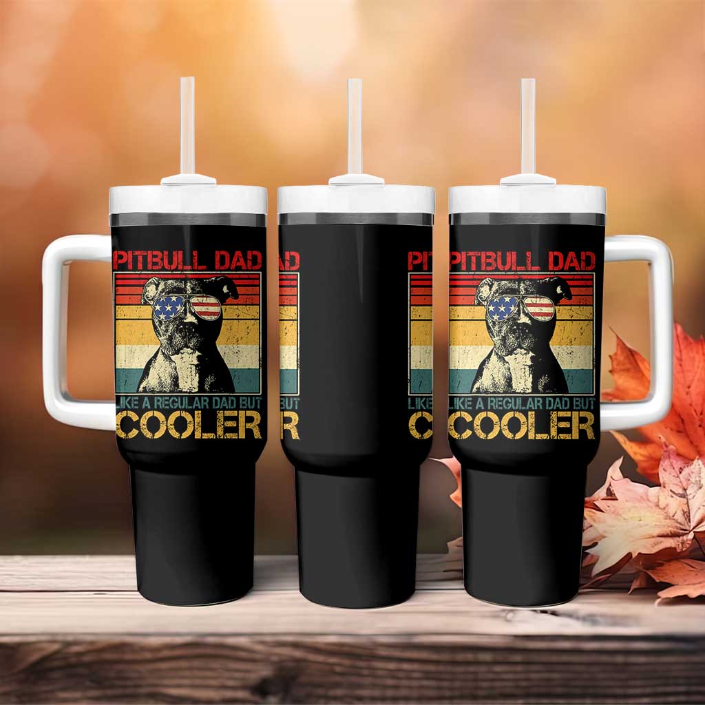 Vintage Pitbull Dad Tumbler With Handle Like A Regular Dad But Cooler - Wonder Print Shop