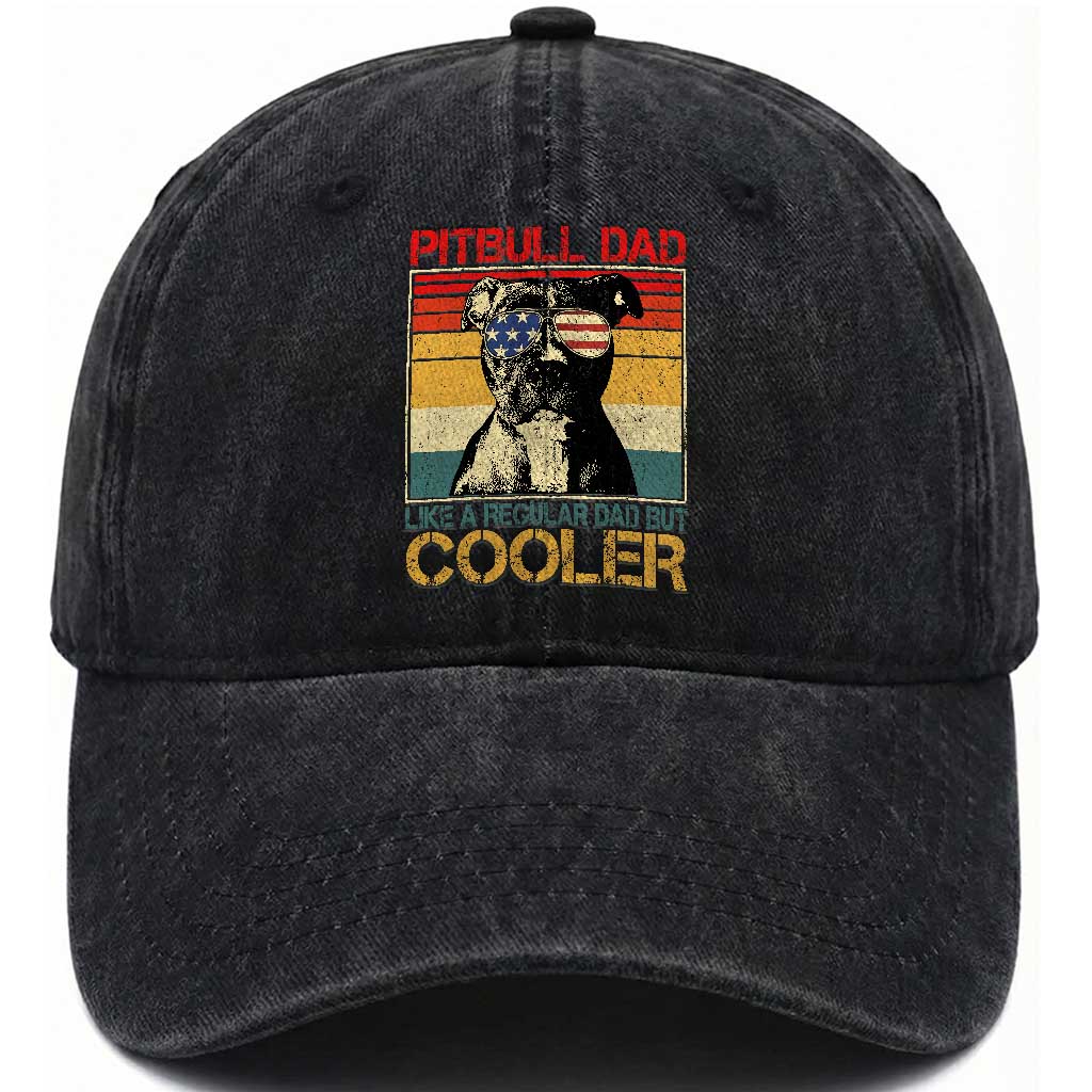 Vintage Pitbull Dad Washed Cotton Baseball Cap Like A Regular Dad But Cooler
