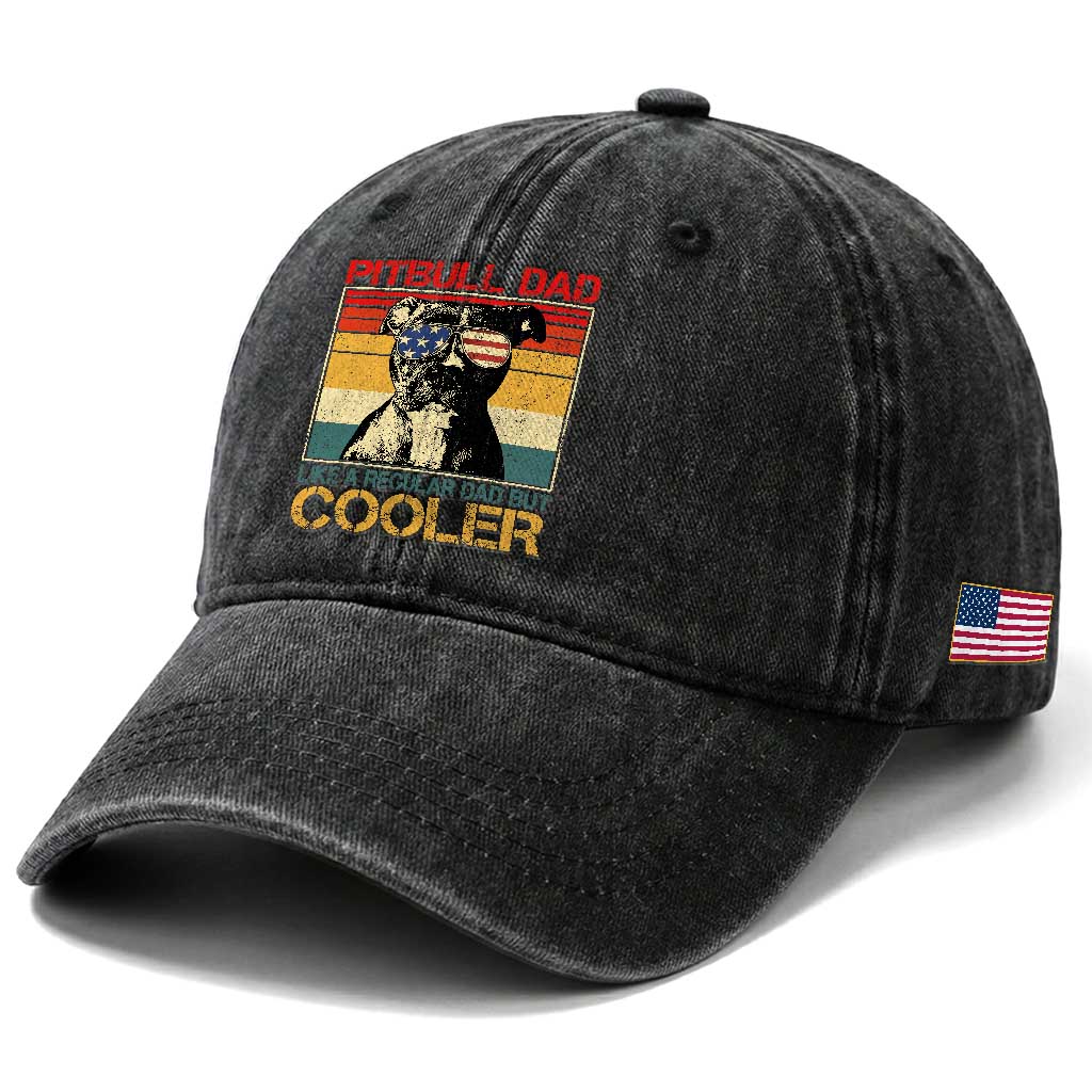 Vintage Pitbull Dad Washed Cotton Baseball Cap Like A Regular Dad But Cooler