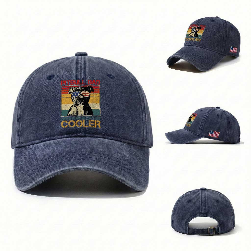 Vintage Pitbull Dad Washed Cotton Baseball Cap Like A Regular Dad But Cooler
