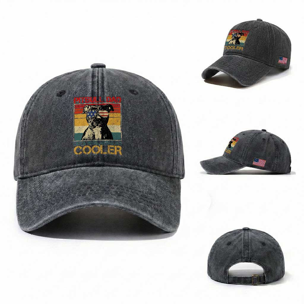 Vintage Pitbull Dad Washed Cotton Baseball Cap Like A Regular Dad But Cooler