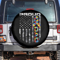 Vintage Proud Autism Dad Spare Tire Cover USA American Flag Father Day