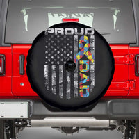 Vintage Proud Autism Dad Spare Tire Cover USA American Flag Father Day