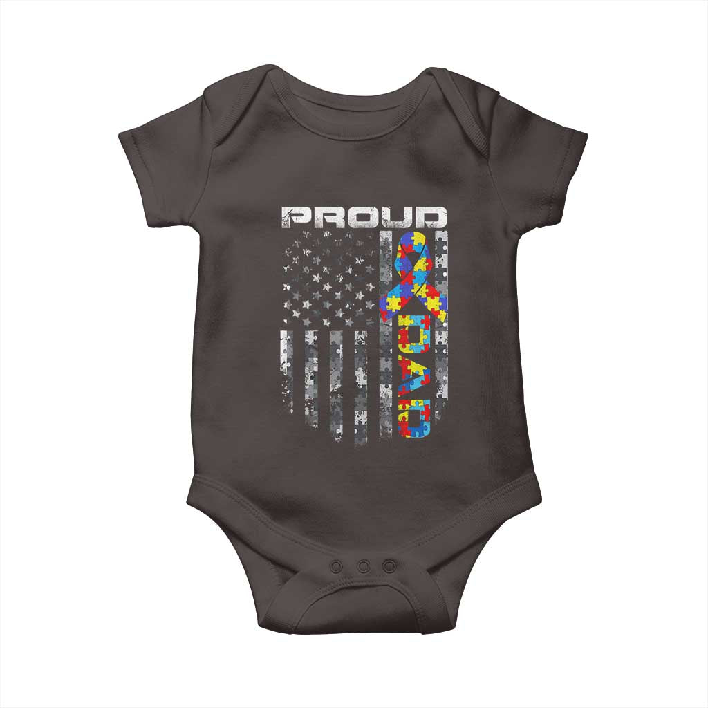Vintage Proud Autism Dad Baby Onesie USA American Flag Father Day