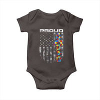 Vintage Proud Autism Dad Baby Onesie USA American Flag Father Day