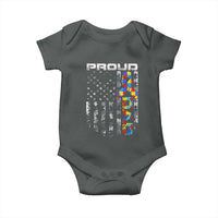 Vintage Proud Autism Dad Baby Onesie USA American Flag Father Day
