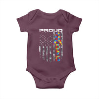 Vintage Proud Autism Dad Baby Onesie USA American Flag Father Day