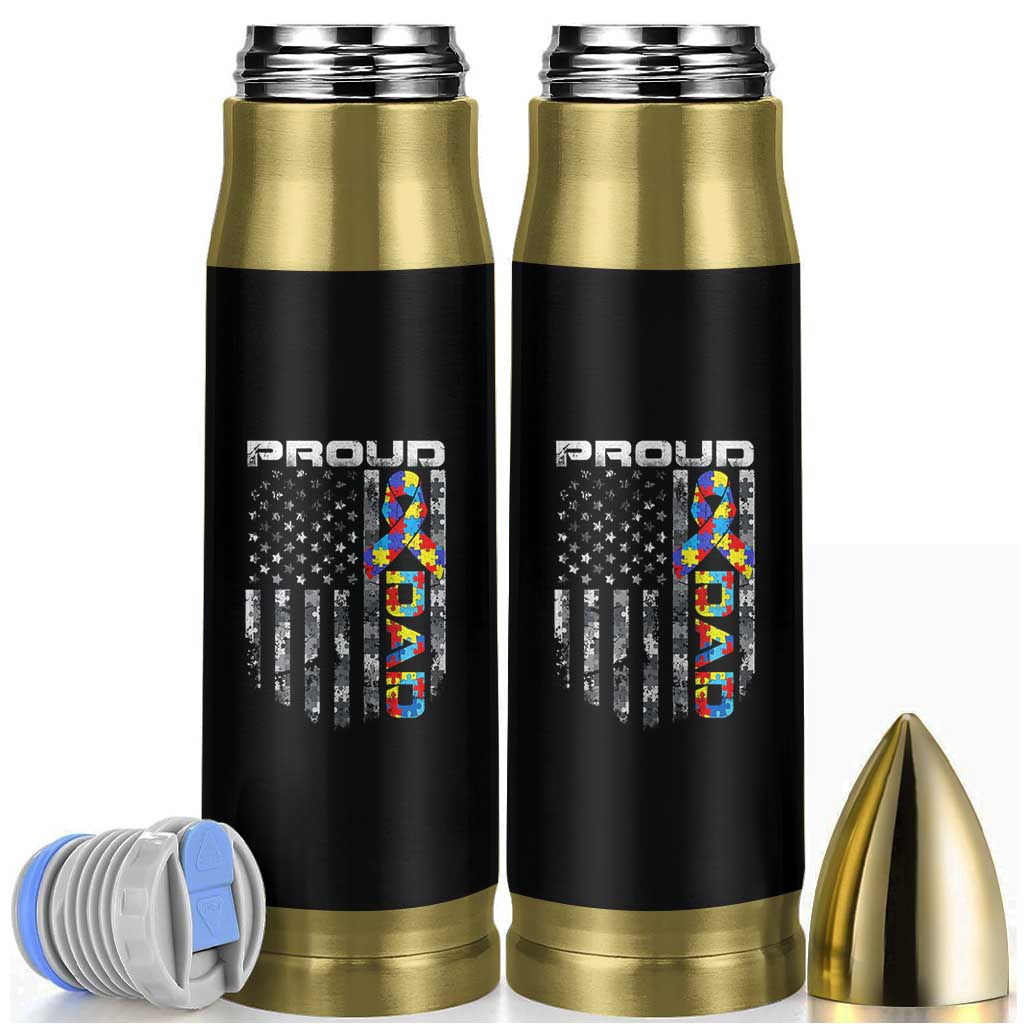 Vintage Proud Autism Dad Bullet Tumbler USA American Flag Father Day