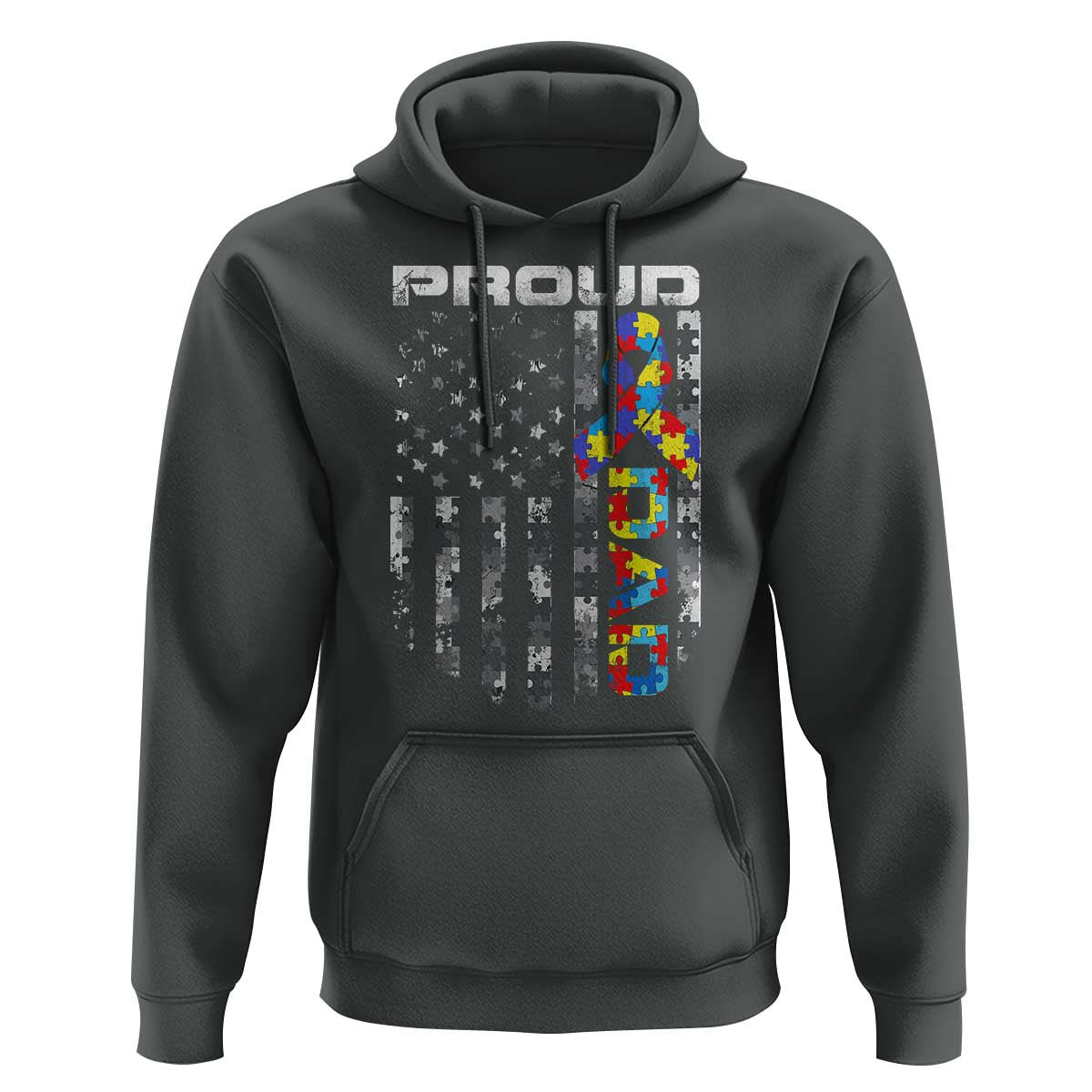 Vintage Proud Autism Dad Hoodie USA American Flag Father Day