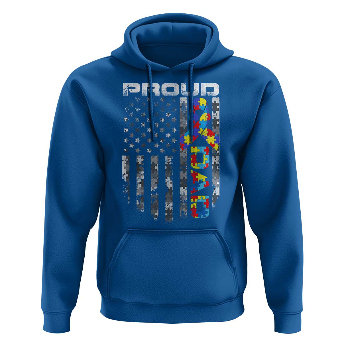 Vintage Proud Autism Dad Hoodie USA American Flag Father Day