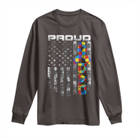 Vintage Proud Autism Dad Long Sleeve Shirt USA American Flag Father Day