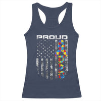 Vintage Proud Autism Dad Racerback Tank Top USA American Flag Father Day