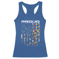 Vintage Proud Autism Dad Racerback Tank Top USA American Flag Father Day