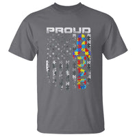 Vintage Proud Autism Dad T Shirt USA American Flag Father Day