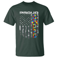 Vintage Proud Autism Dad T Shirt USA American Flag Father Day