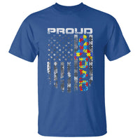 Vintage Proud Autism Dad T Shirt USA American Flag Father Day
