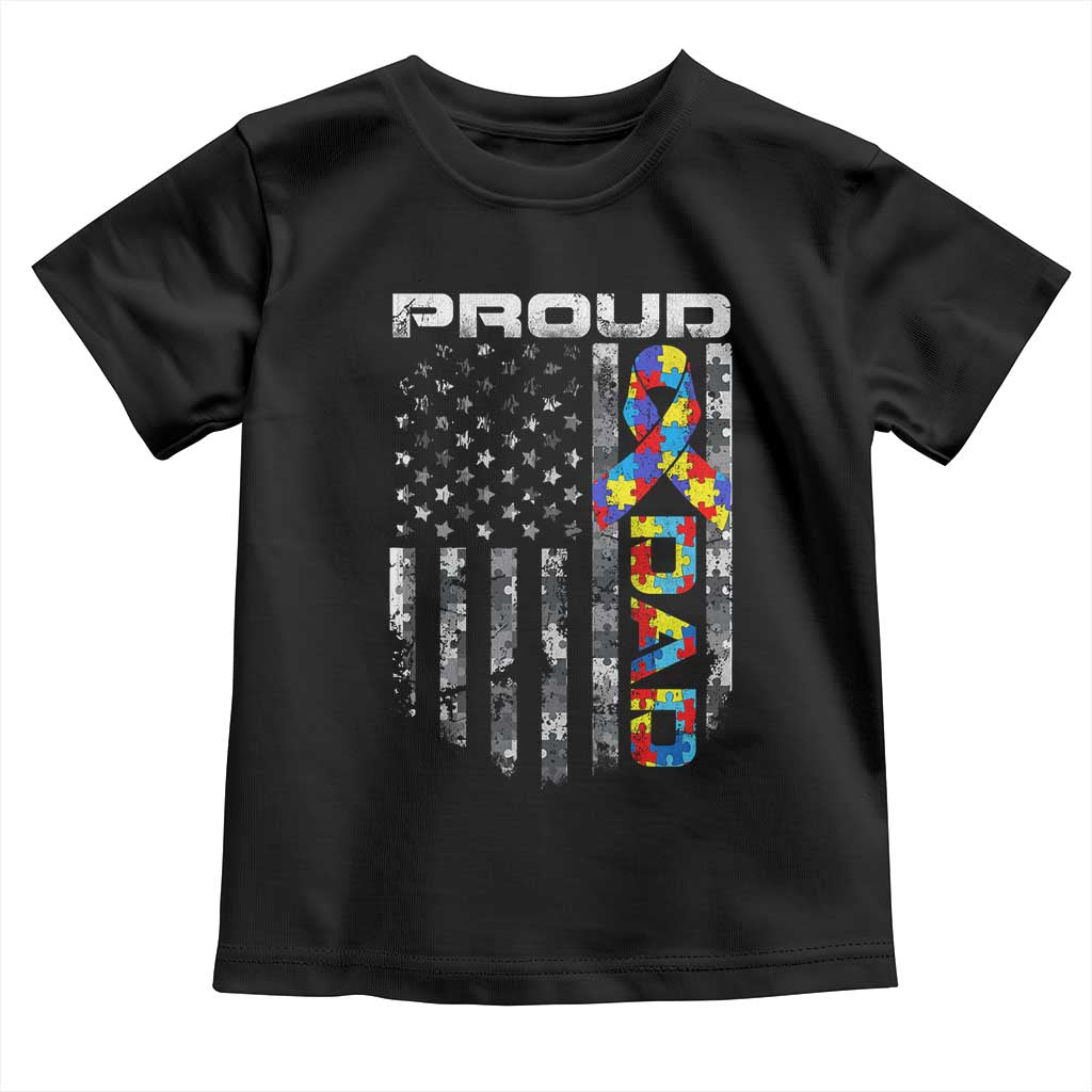 Vintage Proud Autism Dad Toddler T Shirt USA American Flag Father Day