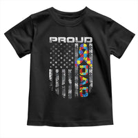 Vintage Proud Autism Dad Toddler T Shirt USA American Flag Father Day