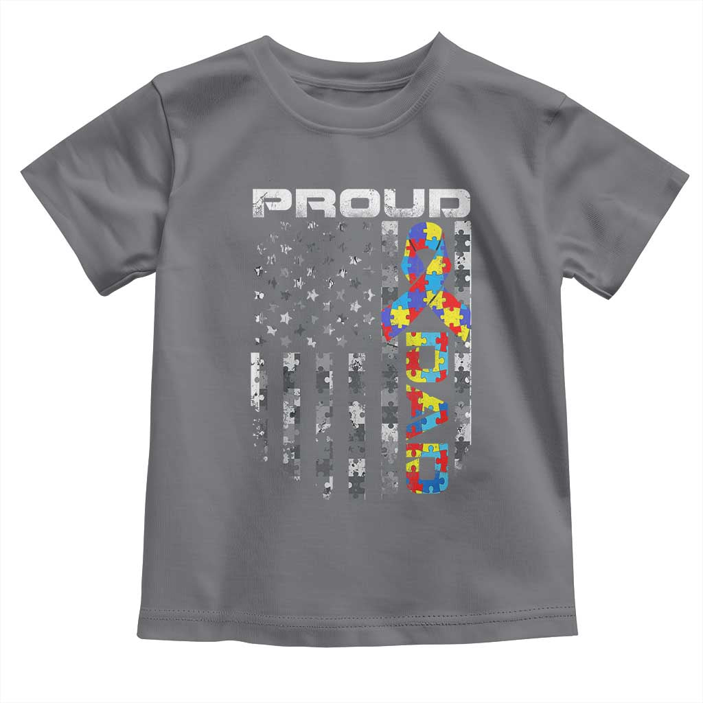 Vintage Proud Autism Dad Toddler T Shirt USA American Flag Father Day