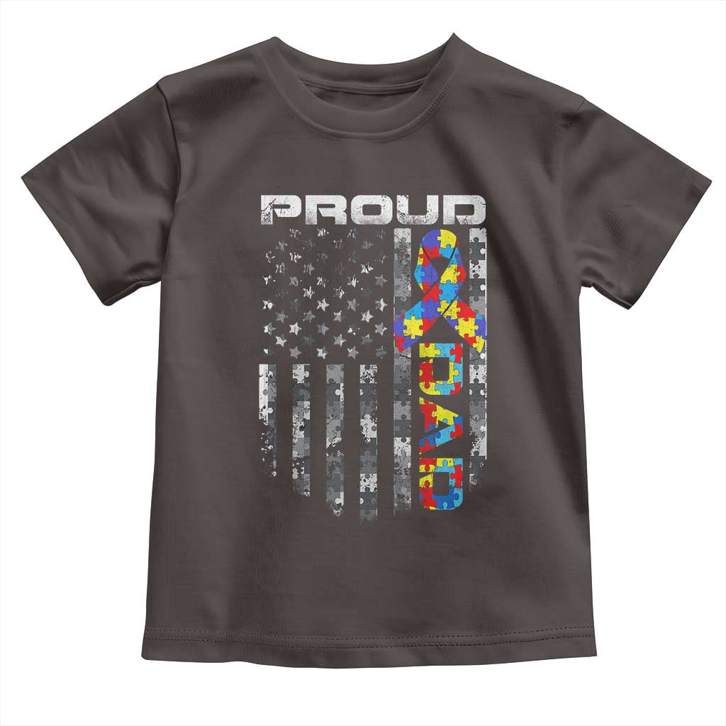 Vintage Proud Autism Dad Toddler T Shirt USA American Flag Father Day