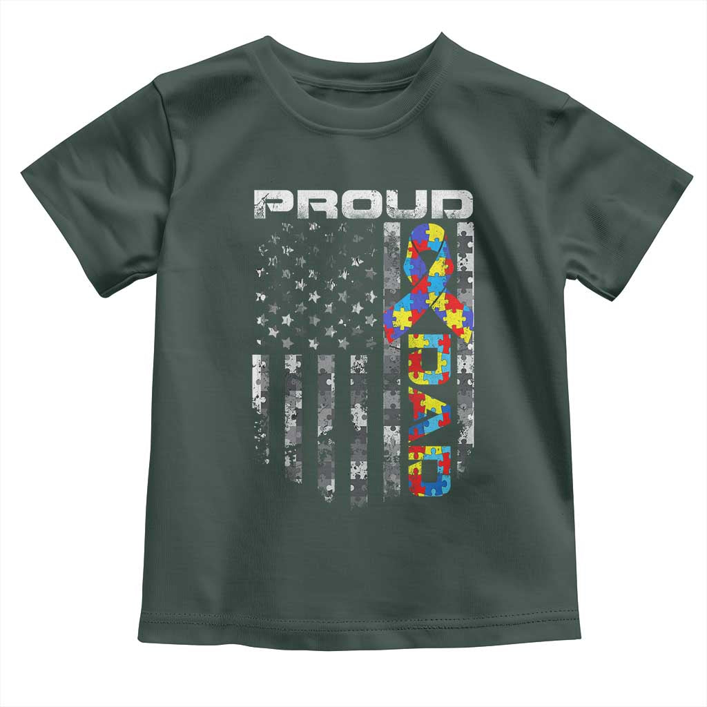 Vintage Proud Autism Dad Toddler T Shirt USA American Flag Father Day