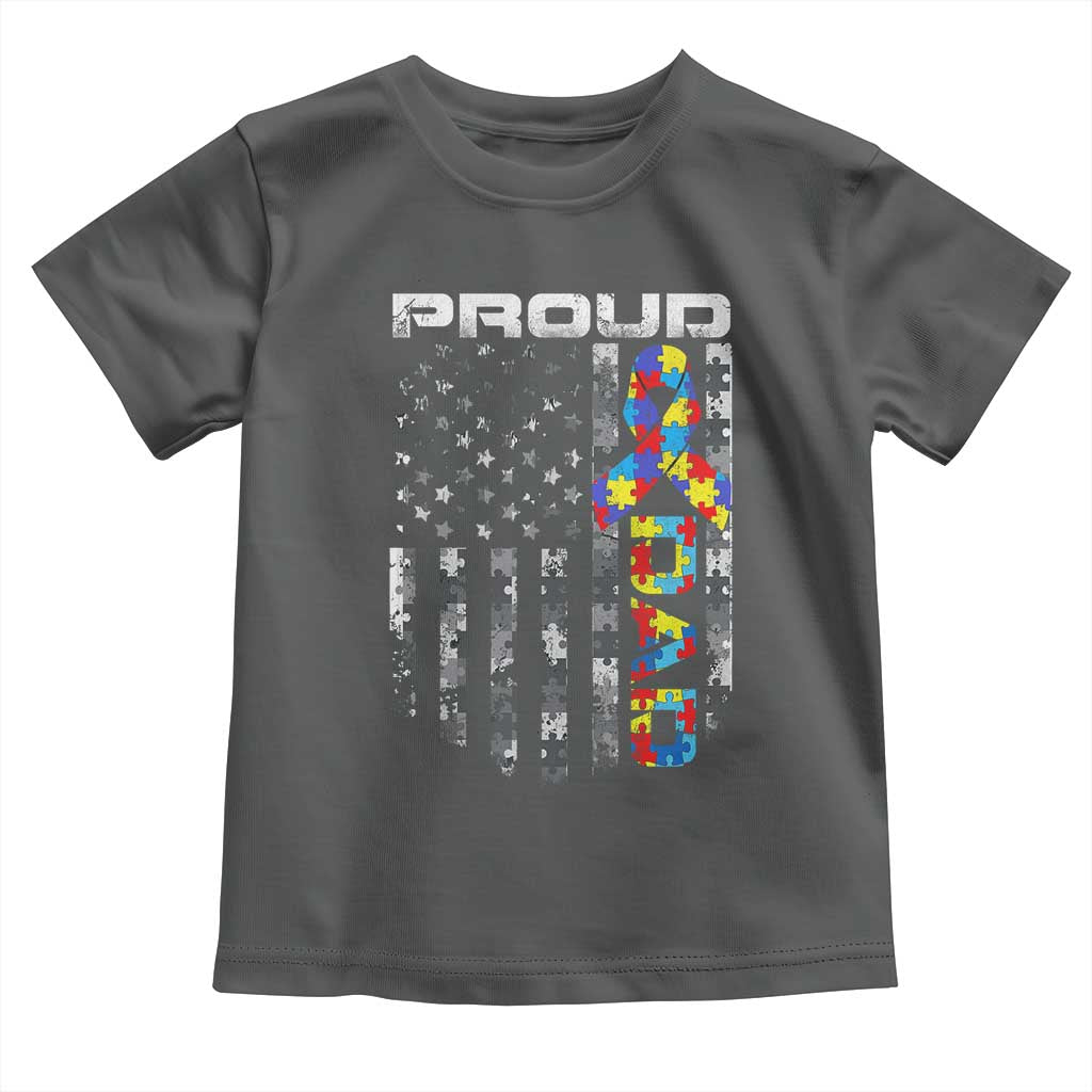 Vintage Proud Autism Dad Toddler T Shirt USA American Flag Father Day