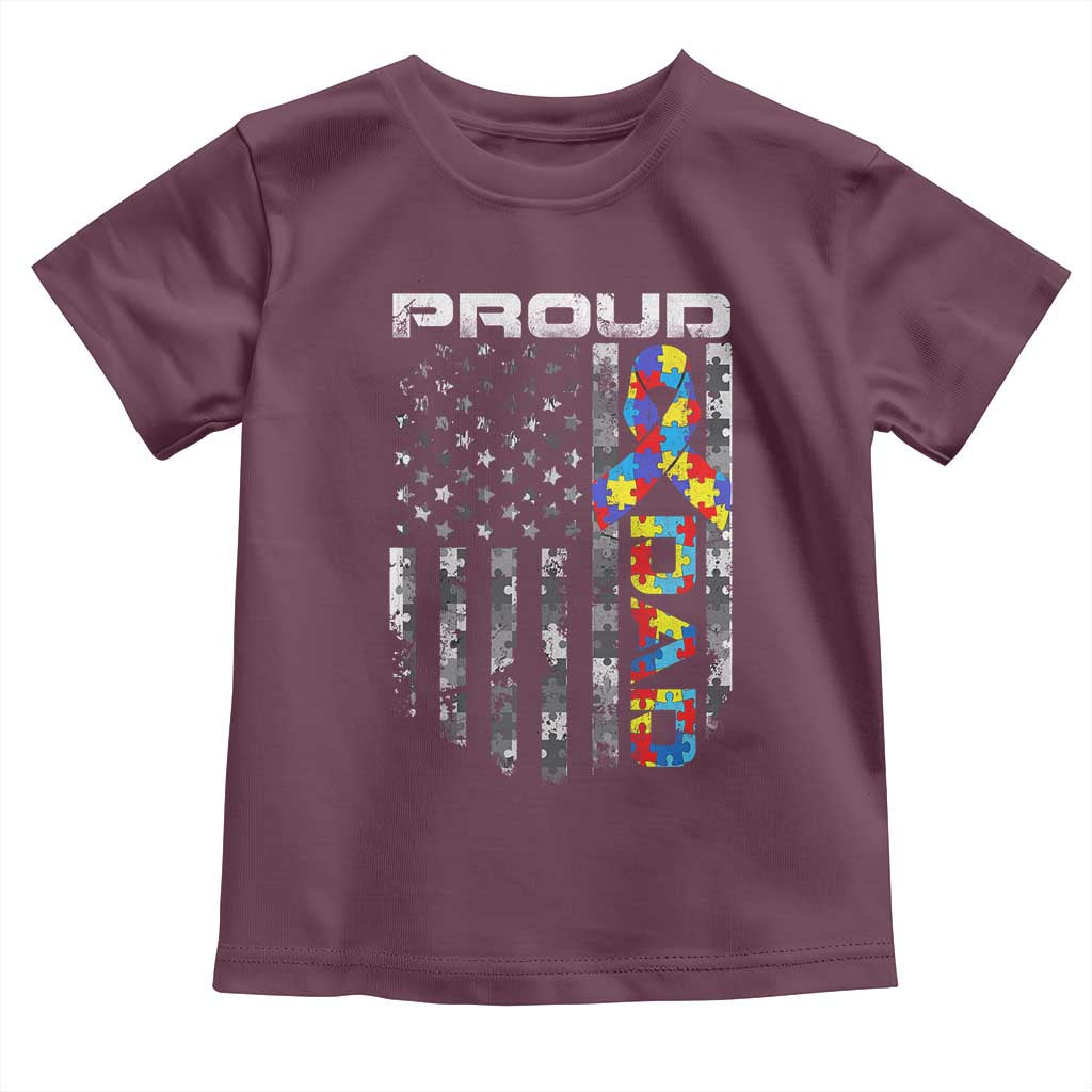 Vintage Proud Autism Dad Toddler T Shirt USA American Flag Father Day