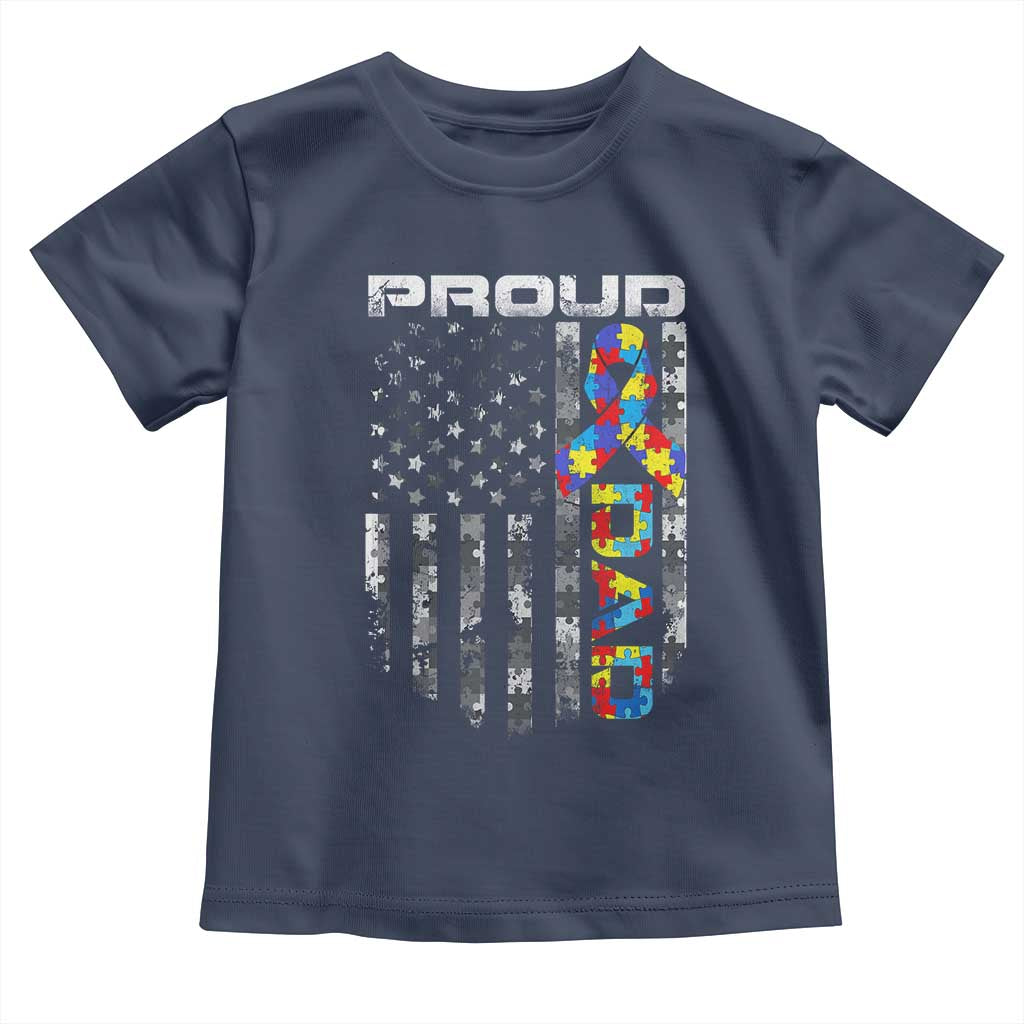 Vintage Proud Autism Dad Toddler T Shirt USA American Flag Father Day