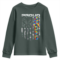Vintage Proud Autism Dad Youth Sweatshirt USA American Flag Father Day