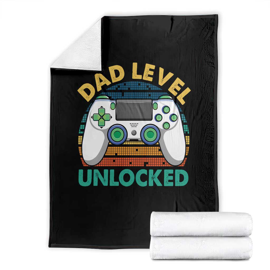 Funny New Dad Throw Blanket Retro Dad Level Unlocked Gaming Gamer - Wonder Print Shop