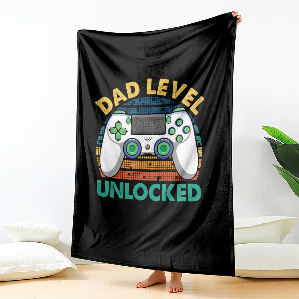 Funny New Dad Throw Blanket Retro Dad Level Unlocked Gaming Gamer - Wonder Print Shop