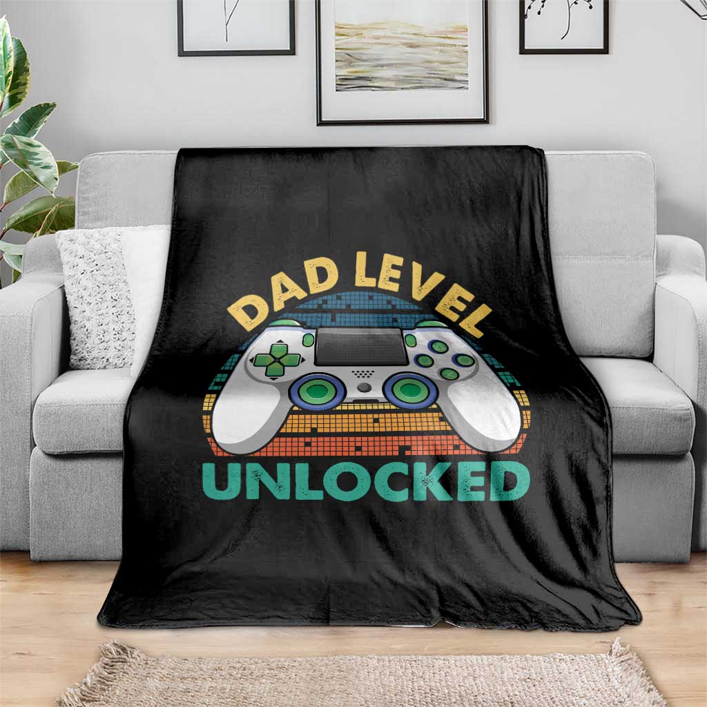 Funny New Dad Throw Blanket Retro Dad Level Unlocked Gaming Gamer - Wonder Print Shop