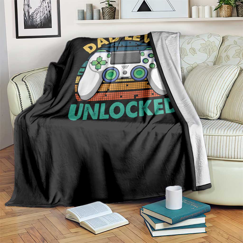 Funny New Dad Throw Blanket Retro Dad Level Unlocked Gaming Gamer - Wonder Print Shop
