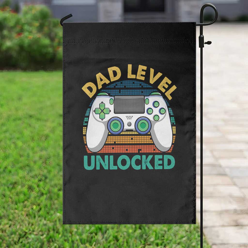 Funny New Dad Garden Flag Retro Dad Level Unlocked Gaming Gamer - Wonder Print Shop
