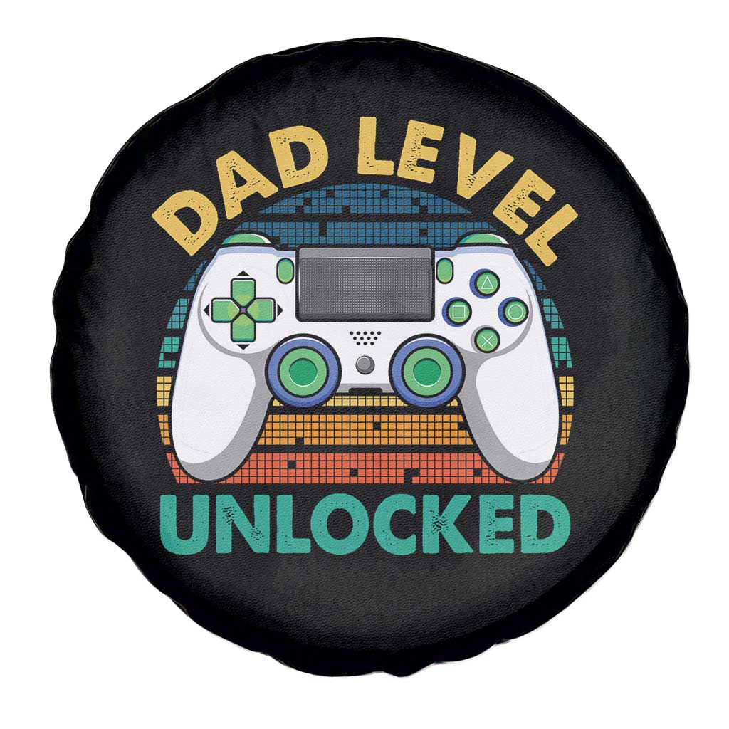 Funny New Dad Spare Tire Cover Retro Dad Level Unlocked Gaming Gamer - Wonder Print Shop