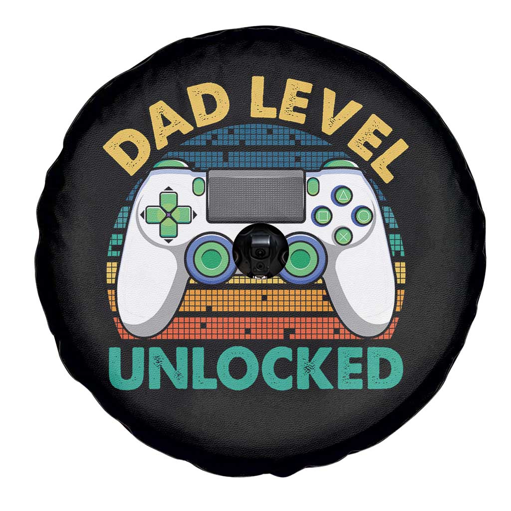 Funny New Dad Spare Tire Cover Retro Dad Level Unlocked Gaming Gamer - Wonder Print Shop
