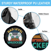 Funny New Dad Spare Tire Cover Retro Dad Level Unlocked Gaming Gamer - Wonder Print Shop