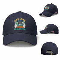 Funny New Dad Baseball Cap Retro Dad Level Unlocked Gaming Gamer