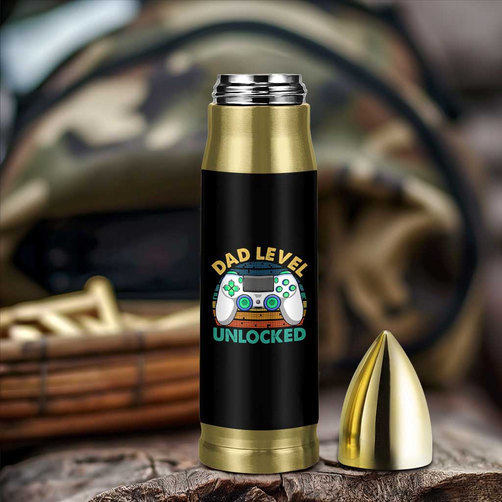 Funny New Dad Bullet Tumbler Retro Dad Level Unlocked Gaming Gamer - Wonder Print Shop
