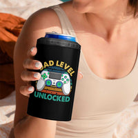 Funny New Dad 4 in 1 Can Cooler Tumbler Retro Dad Level Unlocked Gaming Gamer - Wonder Print Shop