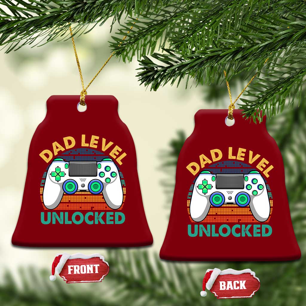 Funny New Dad Ceramic Ornament Retro Dad Level Unlocked Gaming Gamer - Wonder Print Shop