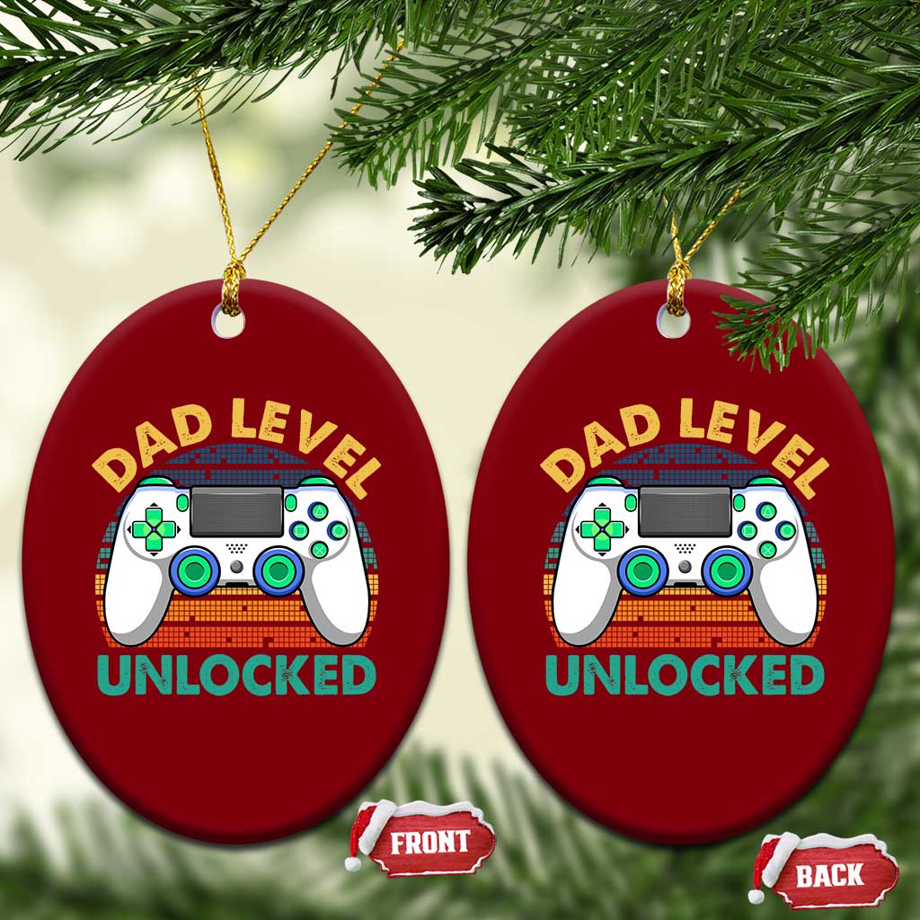 Funny New Dad Ceramic Ornament Retro Dad Level Unlocked Gaming Gamer - Wonder Print Shop
