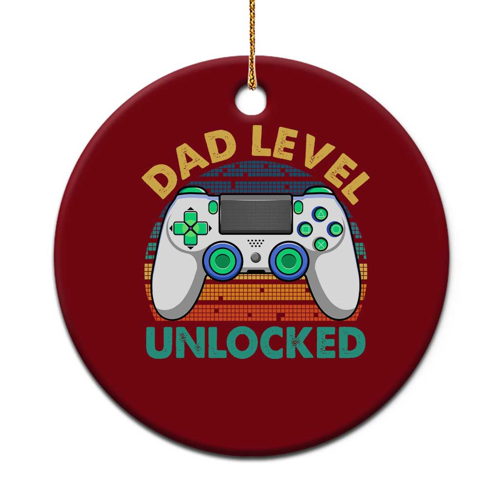 Funny New Dad Ceramic Ornament Retro Dad Level Unlocked Gaming Gamer - Wonder Print Shop