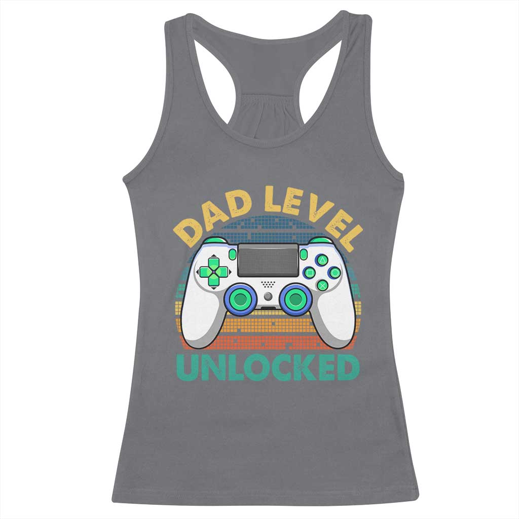 Funny New Dad Racerback Tank Top Retro Dad Level Unlocked Gaming Gamer - Wonder Print Shop