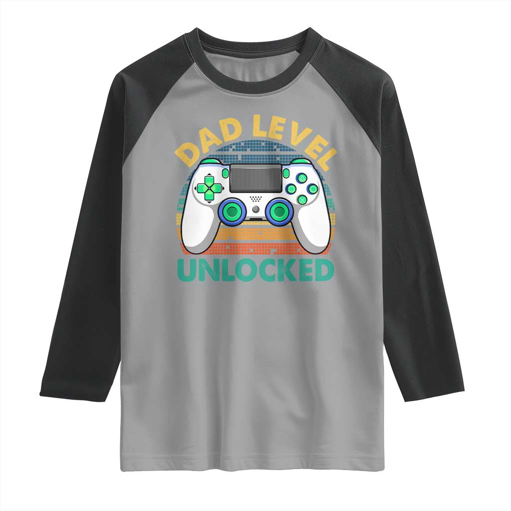 Funny New Dad Raglan Shirt Retro Dad Level Unlocked Gaming Gamer - Wonder Print Shop