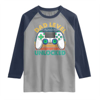 Funny New Dad Raglan Shirt Retro Dad Level Unlocked Gaming Gamer - Wonder Print Shop