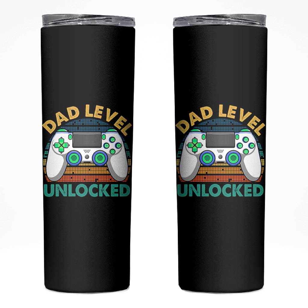 Funny New Dad Skinny Tumbler Retro Dad Level Unlocked Gaming Gamer - Wonder Print Shop
