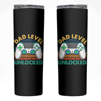 Funny New Dad Skinny Tumbler Retro Dad Level Unlocked Gaming Gamer - Wonder Print Shop