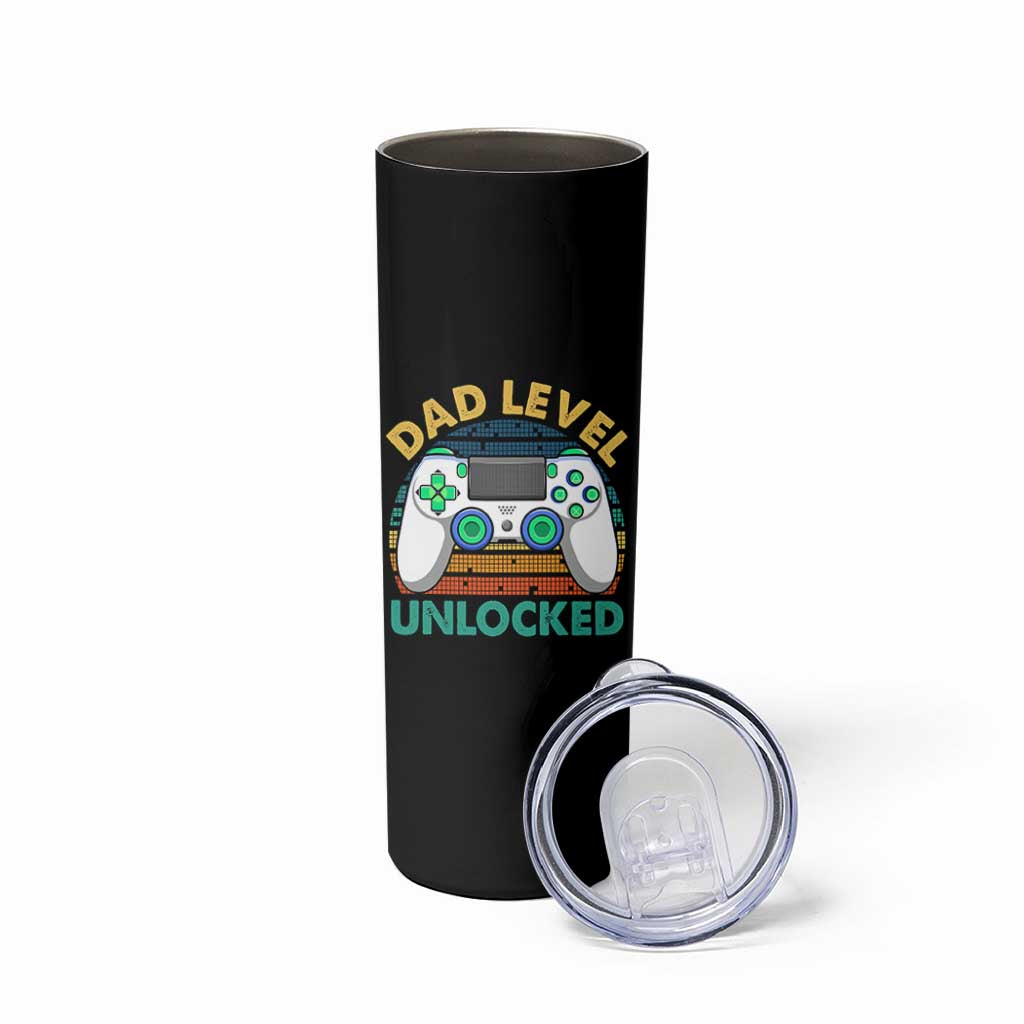 Funny New Dad Skinny Tumbler Retro Dad Level Unlocked Gaming Gamer - Wonder Print Shop