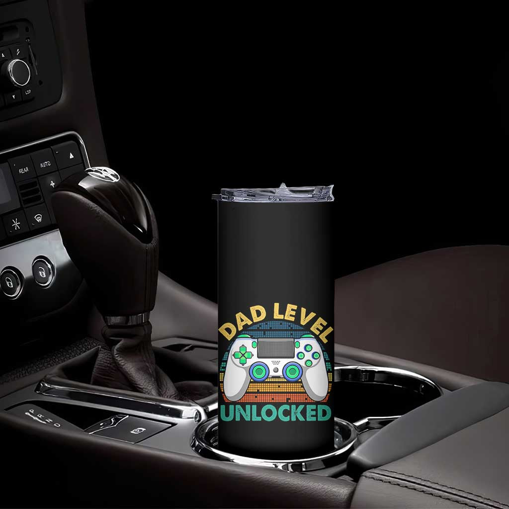 Funny New Dad Skinny Tumbler Retro Dad Level Unlocked Gaming Gamer - Wonder Print Shop